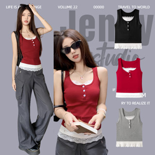 Jenny พร้อมส่ง💗ชุดเซ็ทy2k ชุด2ชิ้น ชุดเซ็ทลายเสื้อ เสื้อกล้า…