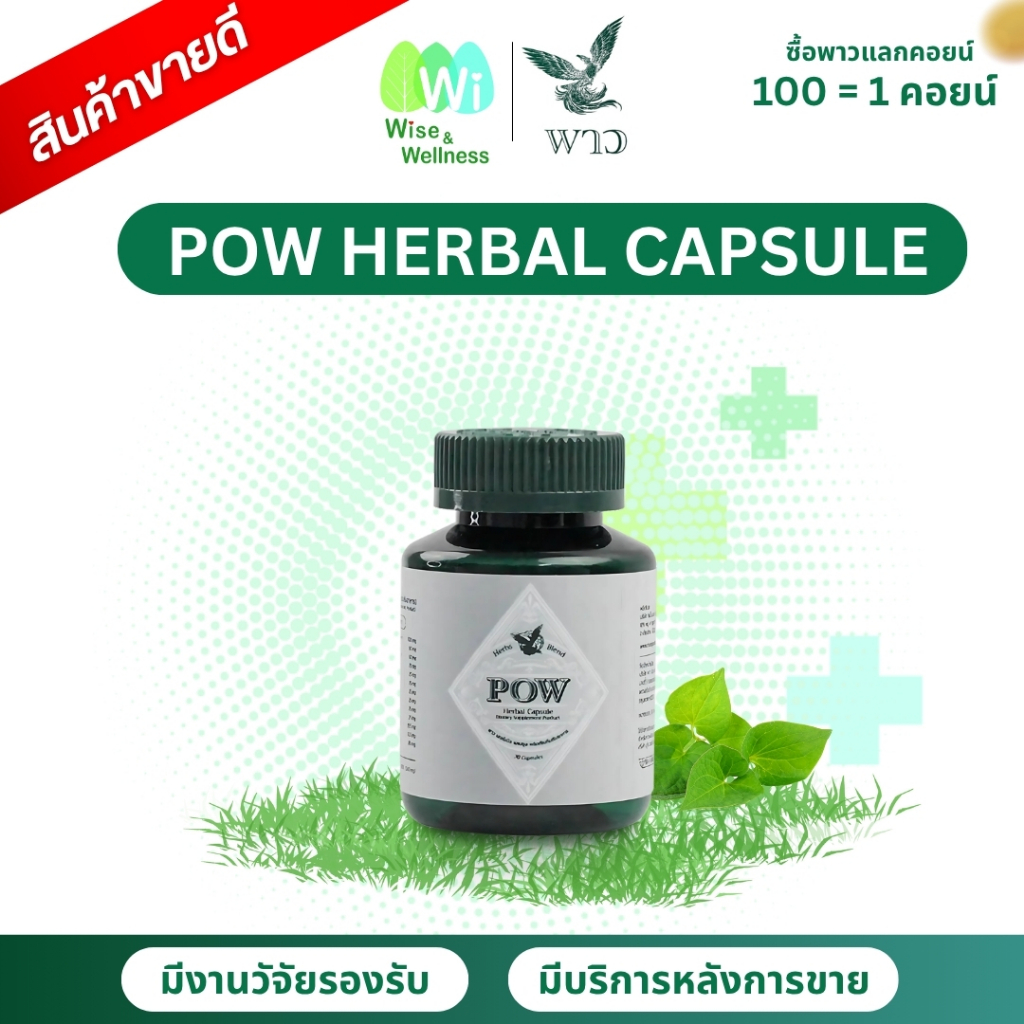 [1 กป. ส่งด่วน] Pow Herbal Capsule พาวเฮอร์เบิลแคปซูล สมุนไพรพลูคาวและสมุนไพรกว่า12 ชนิด พกพาสะดวก