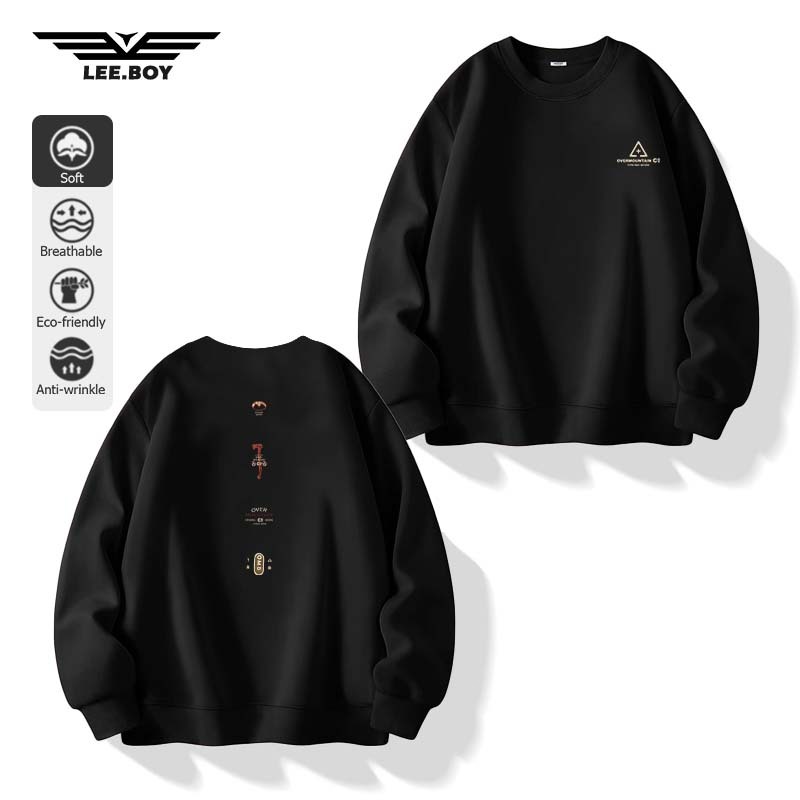 คอมกลม ผ้าสำลีเกรดพรีเมียม เสื้อสวมหัว Sweatshirt พิมพ์ลายแฟชั่น ผ้าหนาทรงสวย ยับยากรีดง่าย 5สี พร้อ