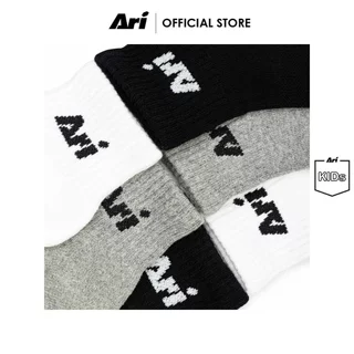 ARI DAILY KIDS QUARTER SOCKS - BLACK/GREY/WHITE (AHW1406-01) ถุงเท้าเด็ก อาริ แพ็ค 3 สีดำเทาขาว