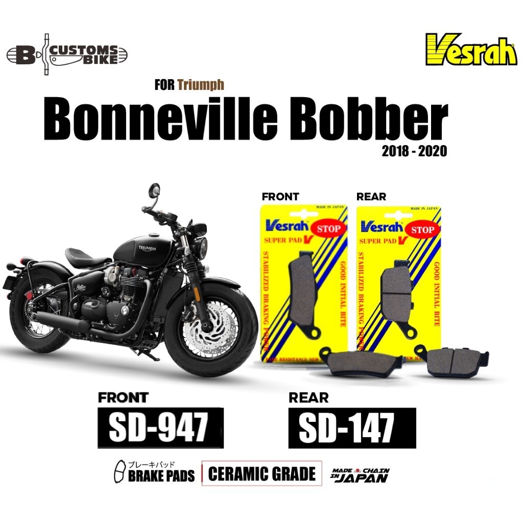 ผ้าเบรค Vesrah สำหรับ TRIUMPH BOBBER BLACK/SPEEDMASTER ปี 18 ขึ้นไป หน้า-หลัง