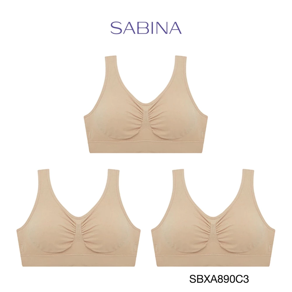 [Online Exclusive] Sabina (Set 3 ชิ้น) Smart Stretch เสื้อชั้นในไร้โครง รหัส SBXA890 สีเนื้อเข้ม