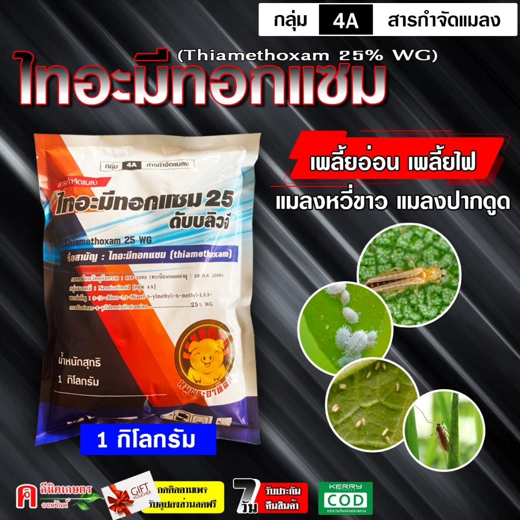 // แพ็ค 10 กิโลกรัม // ไทอะมีทอกแซม 25% ( 1 กิโลกรัม ) สูตรเย็น ฉีดผ่าดอกได้ ใช้ป้องกันกำจัดแมลง เพลี้ย เพลี้ยหอย