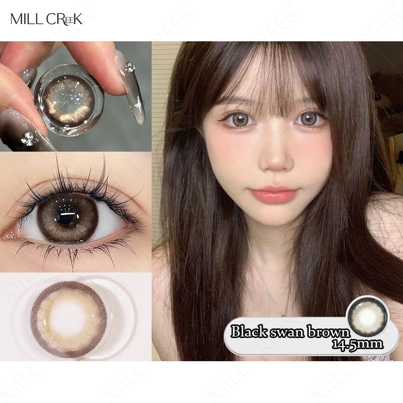 【COD&0~500】MILL CREEK คอนแทคเลนส์สีน้ำตาลหงส์ดำคอนแทคเลนส์แต่งหน้าไทยปี 14.5 มม