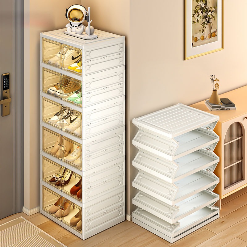 Leerhome ตู้รองเท้าพับได้ ความกว้าง 89 ซม ความจุแบริ่ง 100KG ใหญ่พิเศษ สีขาว รองรับรองเท้าส้นสูง