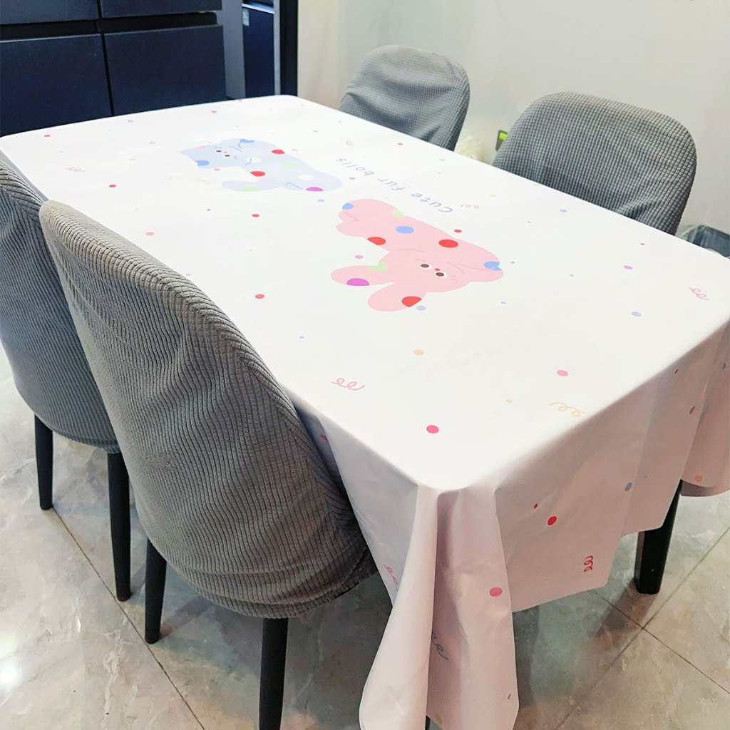 ผ้าปูโต๊ะลายการ์ตูนน่ารัก ผ้าปูโต๊ะรับประทานอาหาร ins style กันน้ำน้ำมันและคราบ ทำความสะอาดง่าย PVC 90X140 - รูปที่ 3
