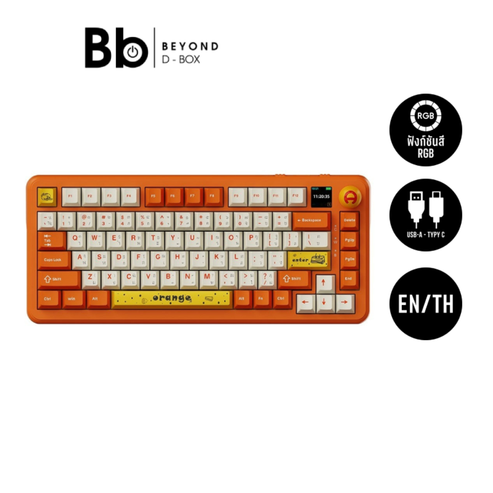 คีย์บอร์ดเกมมิ่ง Ajazz AK820 Max LCD Foodie - Avo Switch by BB Beyond D-Box