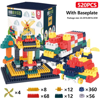 JoyToys บล็อกตัวต่อ 520 ชิ้นพร้อมกล่องแถมสติกเกอร์ตกแต่ง ของเล่นสร้างเสริมพัฒนาการเด็ก ของเล่นสำหรับเด็ก
