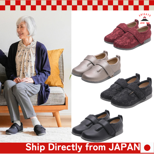 Nursing Care Shoes for Women - Fall Prevention, Velcro,  3E wide, Lightweight [ส่งตรงจากประเทศญี่ปุ่