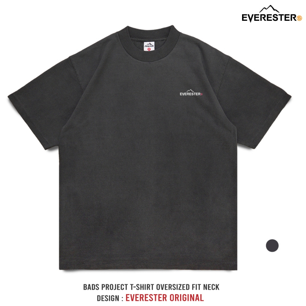 EVERESTER เสื้อคอฟิต วินเทจ เฟดเทาดำ Original Heavy Cotton 100% ฟอกนุ่ม เสื้อผ้า เสื้อยืดผู้ชาย FED
