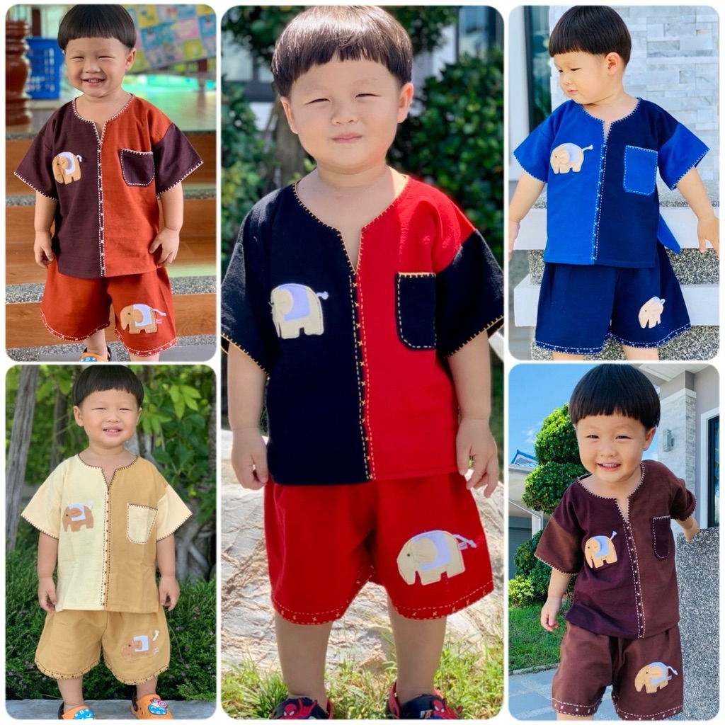 น่ารักไม่ไหวแล้ววว! ชุดนี้ลูกใส่แล้วหล่อเลย ชุดช้างปักด้นสีทูโทน ไม่ตกสี