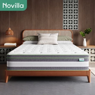 Novilla ที่นอนยางพาราแท้ 100% ผ้าไหมเย็น สปริงพ็อกเก็ต รองรับกระดูกสันหลัง บรรเทาปวดหลัง หนา 8/12 นิ้ว รุ่น IceMint