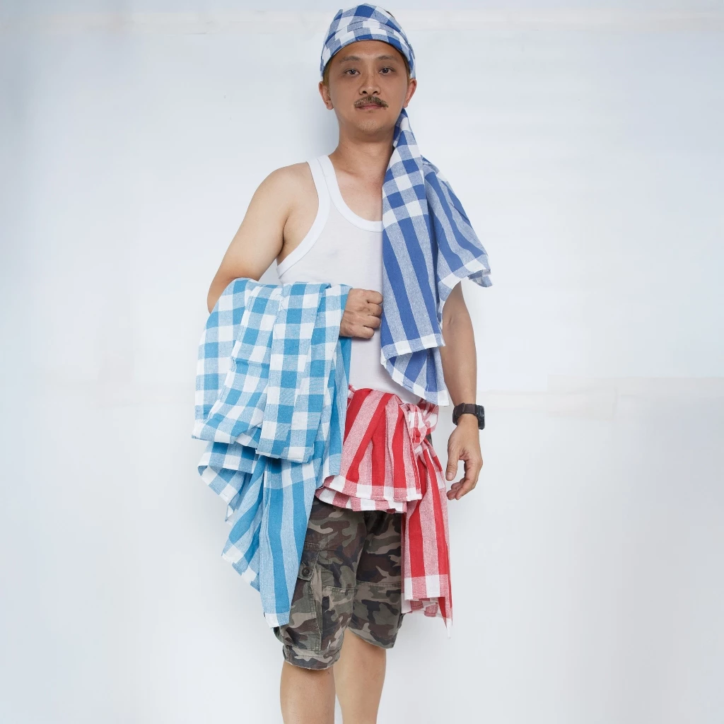 ผ้าขาวม้าผ้าทอบ้านไร่ ตรารถไฟ เนื้อดี สีไม่ตก ขนาดใหญ่ทอพิเศษเย็บขอบแล้วเวอร์ชั่นตารางใหญ่และเล็ก