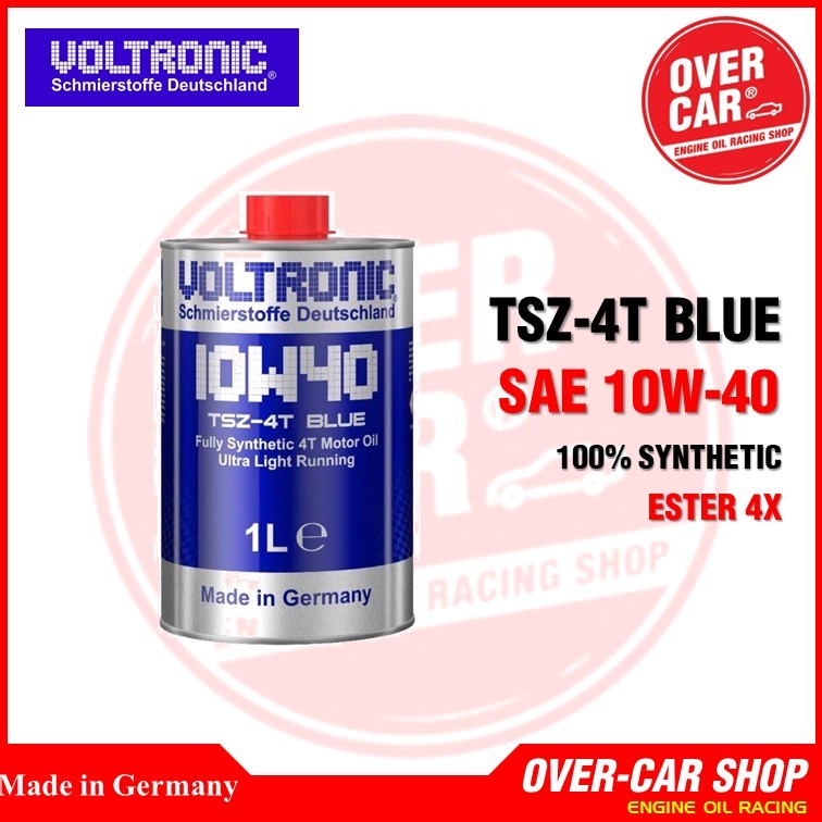 น้ำมันเครื่อง VOLTRONIC 10W40 TSZ-4T Blue ขนาด 1L. Fully Synthetic Ester Formula สังเคราะห์แท้