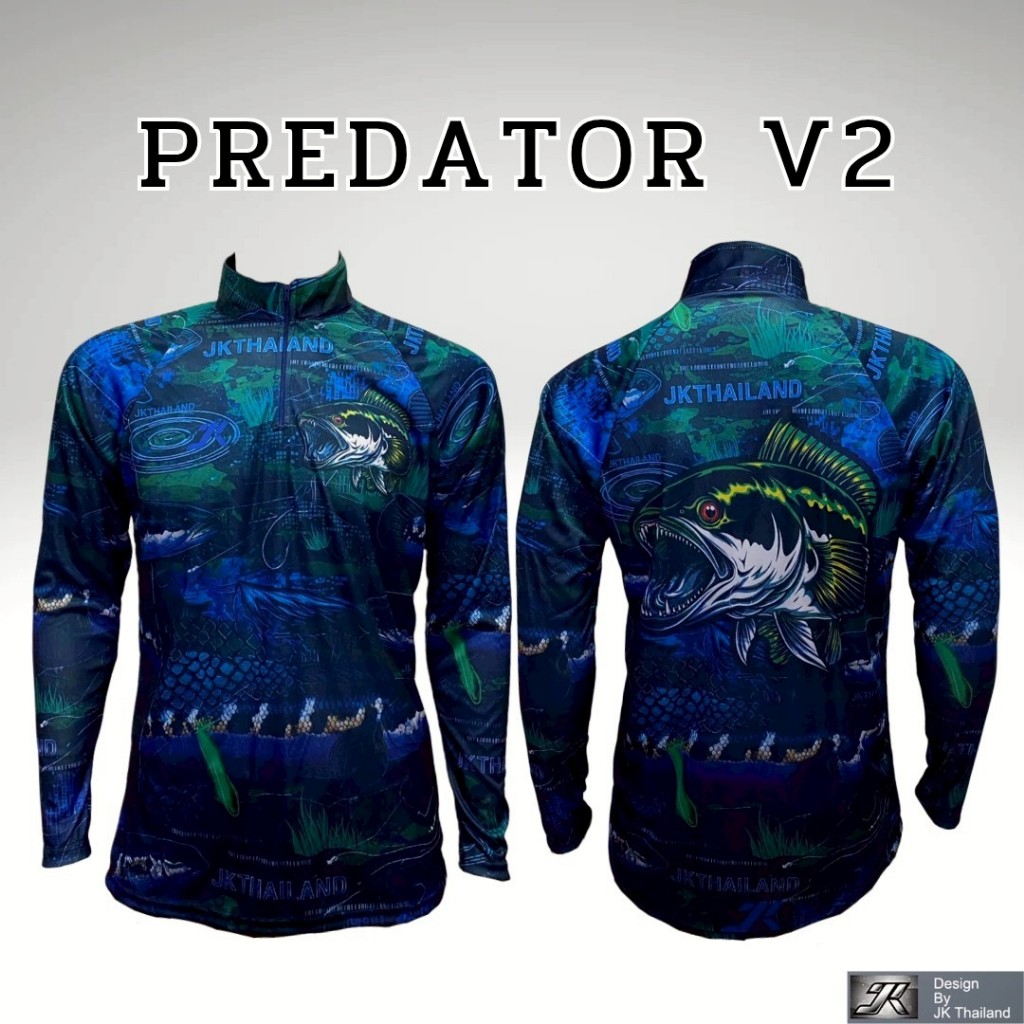 ลาย PREDATOR V2 มี 9 สี เสื้อตกปลาแขนยาว JK Thailand กันยูวี ป้องกันรังสี UV 80% แห้งเร็ว