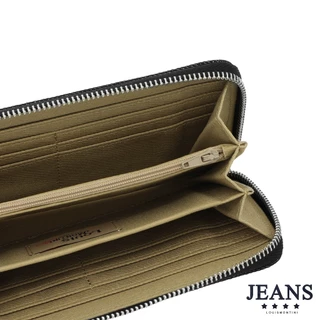 Louis Montini (Jeans) กระเป๋าสตางค์ผ้ายีนส์ ซิปรอบ ปะหนังแท้ด้านหน้า Women's wallet WL32