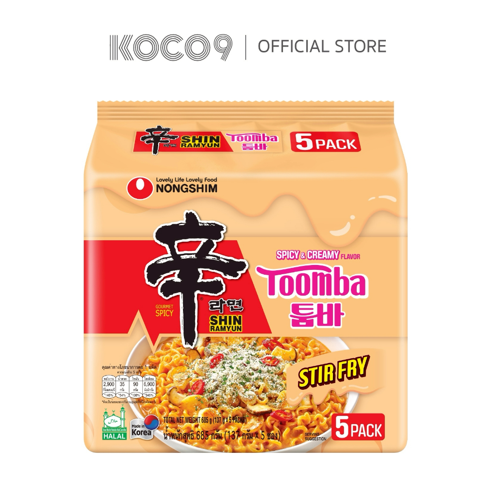 [exp.11/6/2026] [แพ็ค 5 ซอง] TOOMBA Nongshim Shin ramyun stir fry Toomba (นงชิม ชินรามยอน ทูมบ้า)