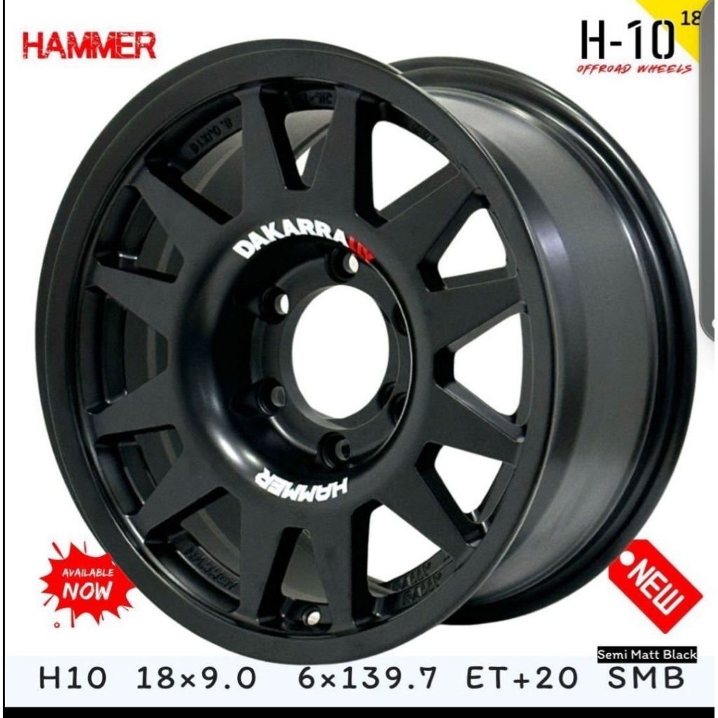 ล้อแม็กซ์ HAMMER H10 ขอบ18 6รู139.7กว้าง 9นิ้ว ET 20 สีดำด้าน แข็งแรง งาน AUTO OPTION บริษัทในเครือเลนโซ่ (ราคา4ล้อ)