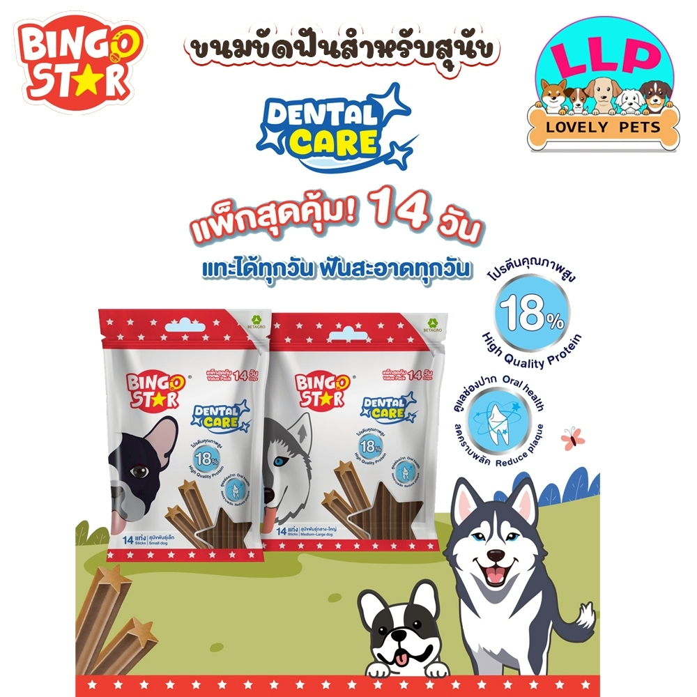 Bingo Star Dental Care ขนมขัดฟันน้องหมา บิงโกสตาร์ เดนทัลแคร์ ฟันสะอาด ขนาดแพ็คละ 14 แท่ง