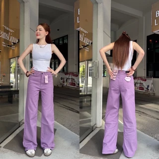 SuntreeJeans กางเกงยีนส์ เอวสูง ผ้าสี ขากระบอก [G-MN]