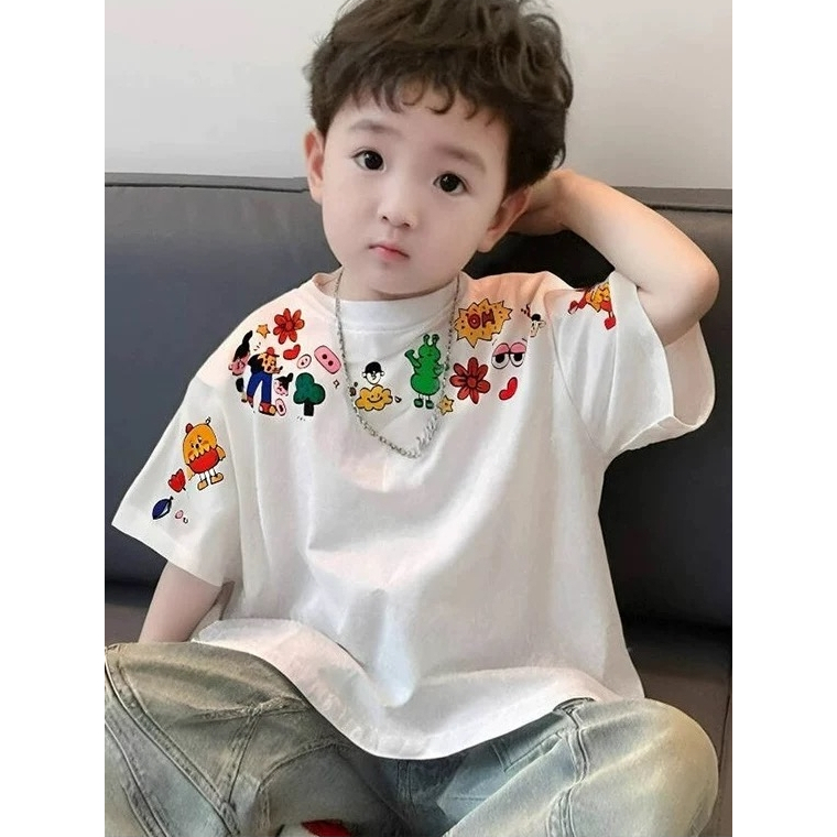 Yout-childre kids 'OH Cartoon' cotton100% tshirt คอกลม แฟชั่น เสื้อน่ารัก เสื้อสีพื้น เสื้อผ้าเด็ก เด็กผู้ชาย girl 2025