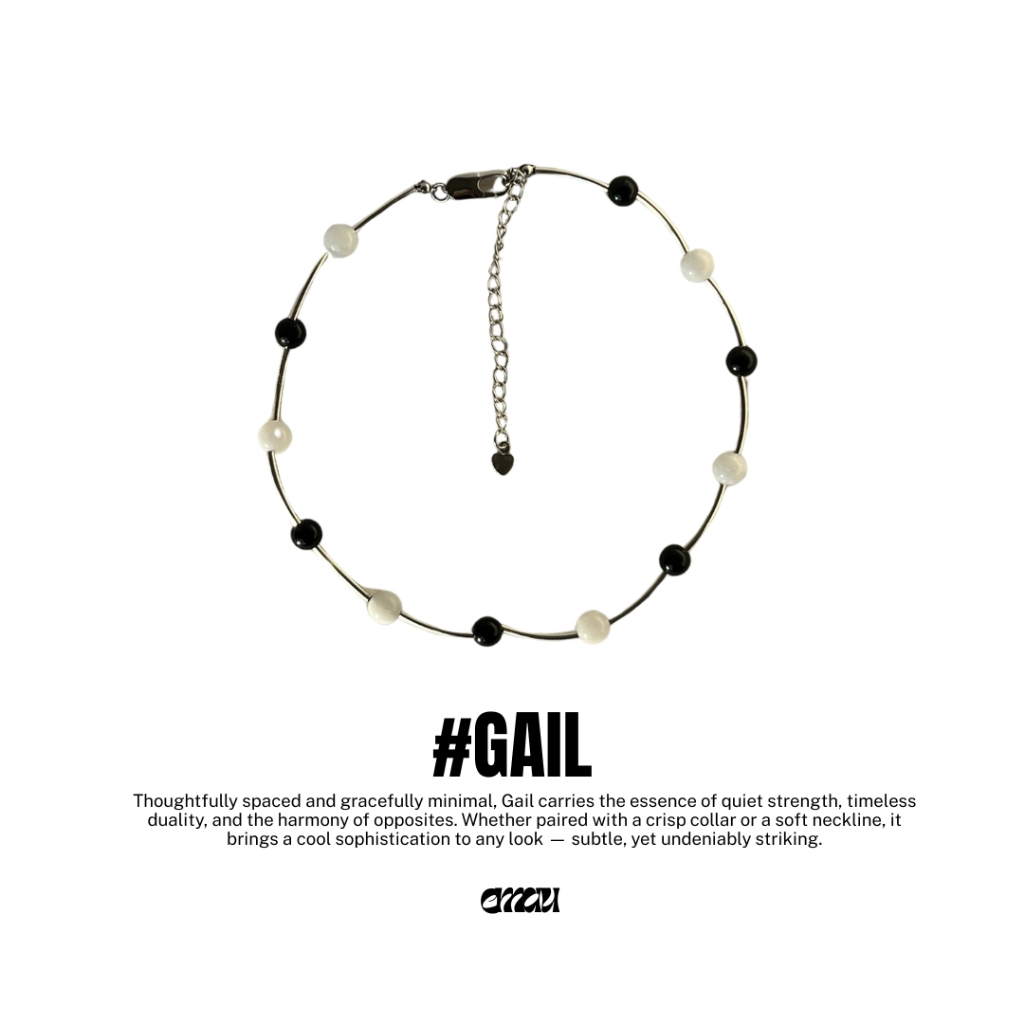 EMAU- Gail the Mixed of Agate and White Stones Necklace สร้อยหินอาเกตและหินขาว