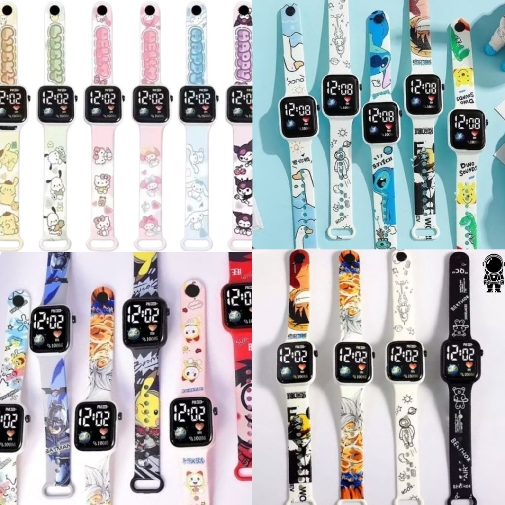 ใหม่! พร้อมส่ง! นาฬิกาอิเล็กทรอนิกส์ LED สุดเท่ ปุ่มกดด้านข้าง มีแบบน่ารักให้เลือกมากมาย ดราก้อนบอล สไปเดอร์แมน ปิกาจู