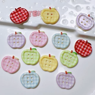 10 ชิ้น เรซิ่นกระดุมลายตารางน่ารักๆ งานตกแต่งชิ้นงานDiy