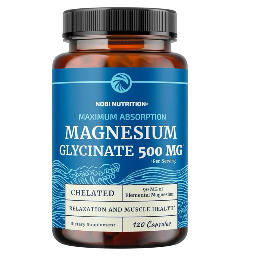 [ NOBI NUTRITION ]❇️MAGNESIUM GLYCINATE 400 - 500 MG ( MAXIMUM ABSORPTION ) ( 120 แคปซูล )