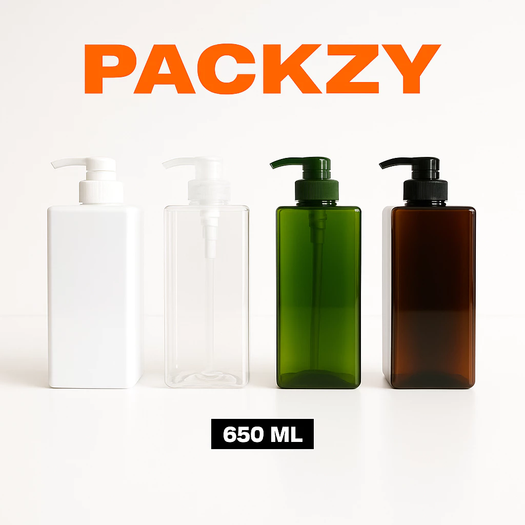 ขวดปั๊มสบู่เหลว PET ทรงเหลี่ยม 100ml-650ml ขวดใส่แชมพู โลชั่น ขวดรีฟิล สีชา เขียว ขาว ใส PACKZY พร้อมจัดส่ง