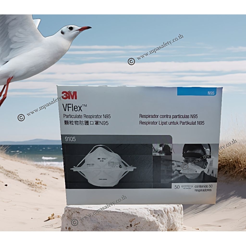 3M 9105 (VFlex N95 เปิดบิล Vat ได้) หน้ากากกันฝุ่นละออง PM 2.5  มาตราฐาน USA N95 ของแท้ 3M 3เอ็ม N95
