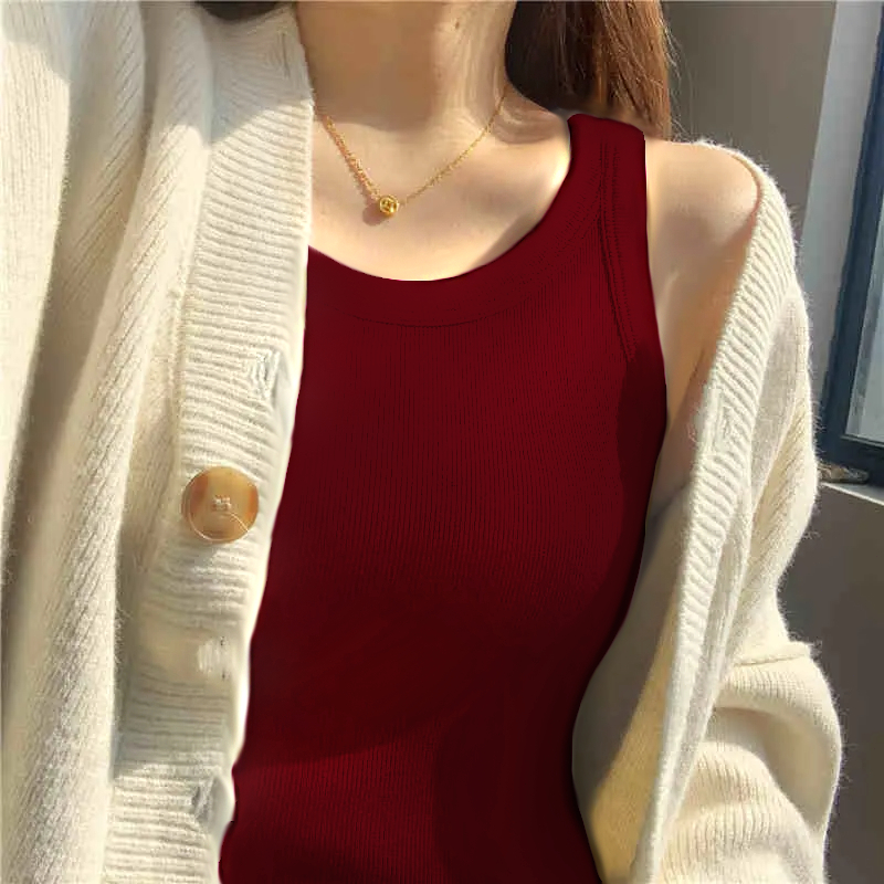 เสื้อกล้ามไม่มีบราไม่มีฟองน้ำ ดีเทลทรงเข้ารูป มาตรฐาน ผ้าเรย่อนงานผ้าร่อง สีพื้น โชว์ไหล่ใส่สบาย แฟชั่นแบบผู้หญิงน่ารักๆ