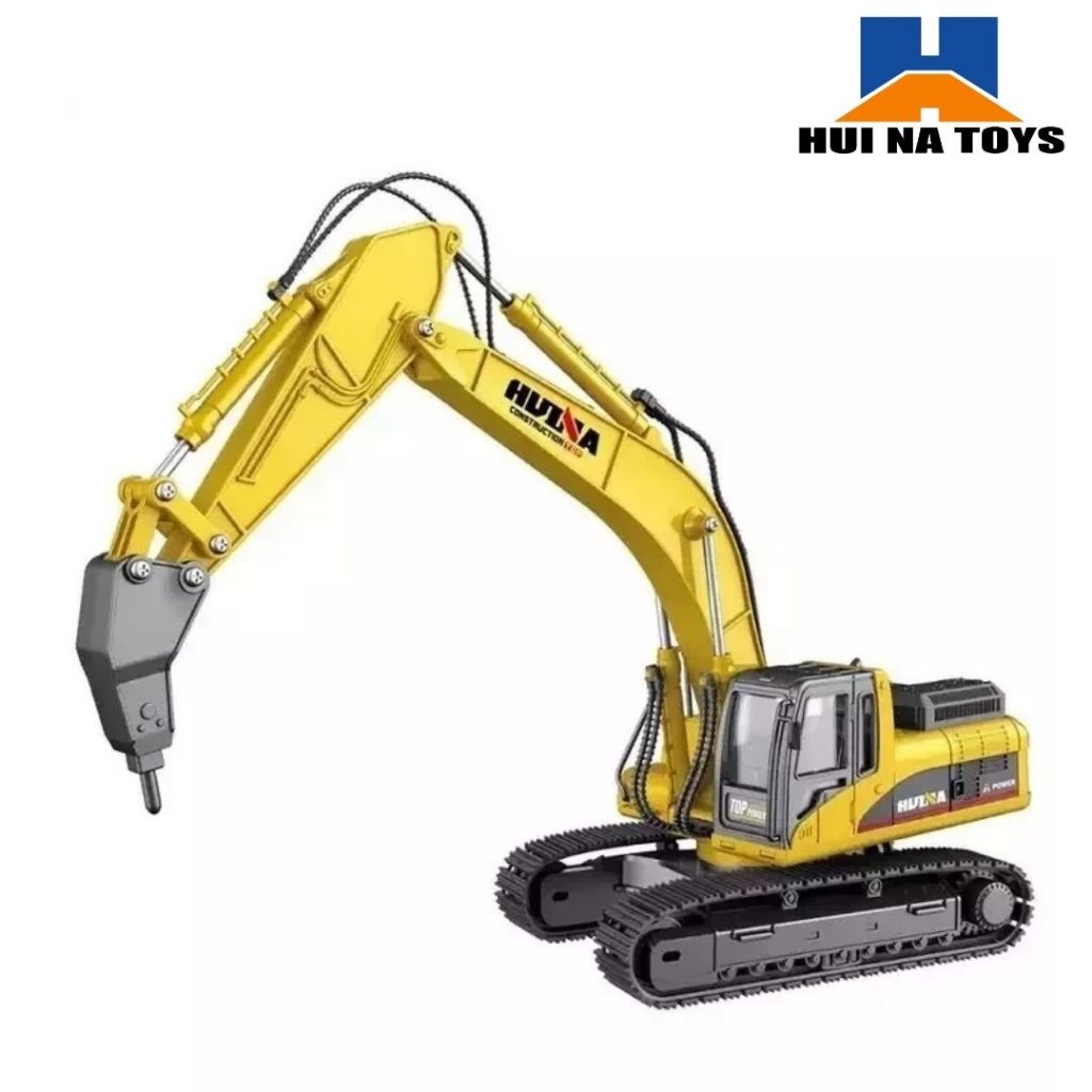 Huina 1911 รถแมคโครหัวเจาะ หัวเป็นเหล็ก ของเล่นจำลองเหมือนจริง