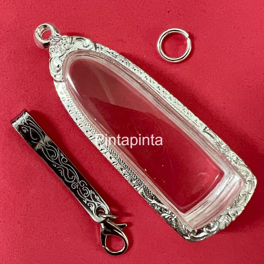 (แถมแหนบ)ตลับพระ กรอบพระ กรอบเงิน จี้ใส่พระ ตลับเงินใส่พระร่วงรางปืน พระลีลา พิมพ์กลาง