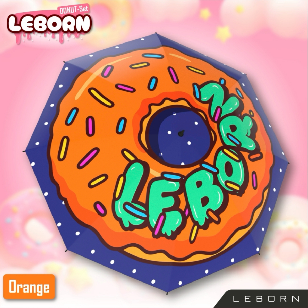 LEBORN ร่มลาย Donut สี Orange มี 2 ขนาด 30 นิ้ว และ 23 นิ้ว