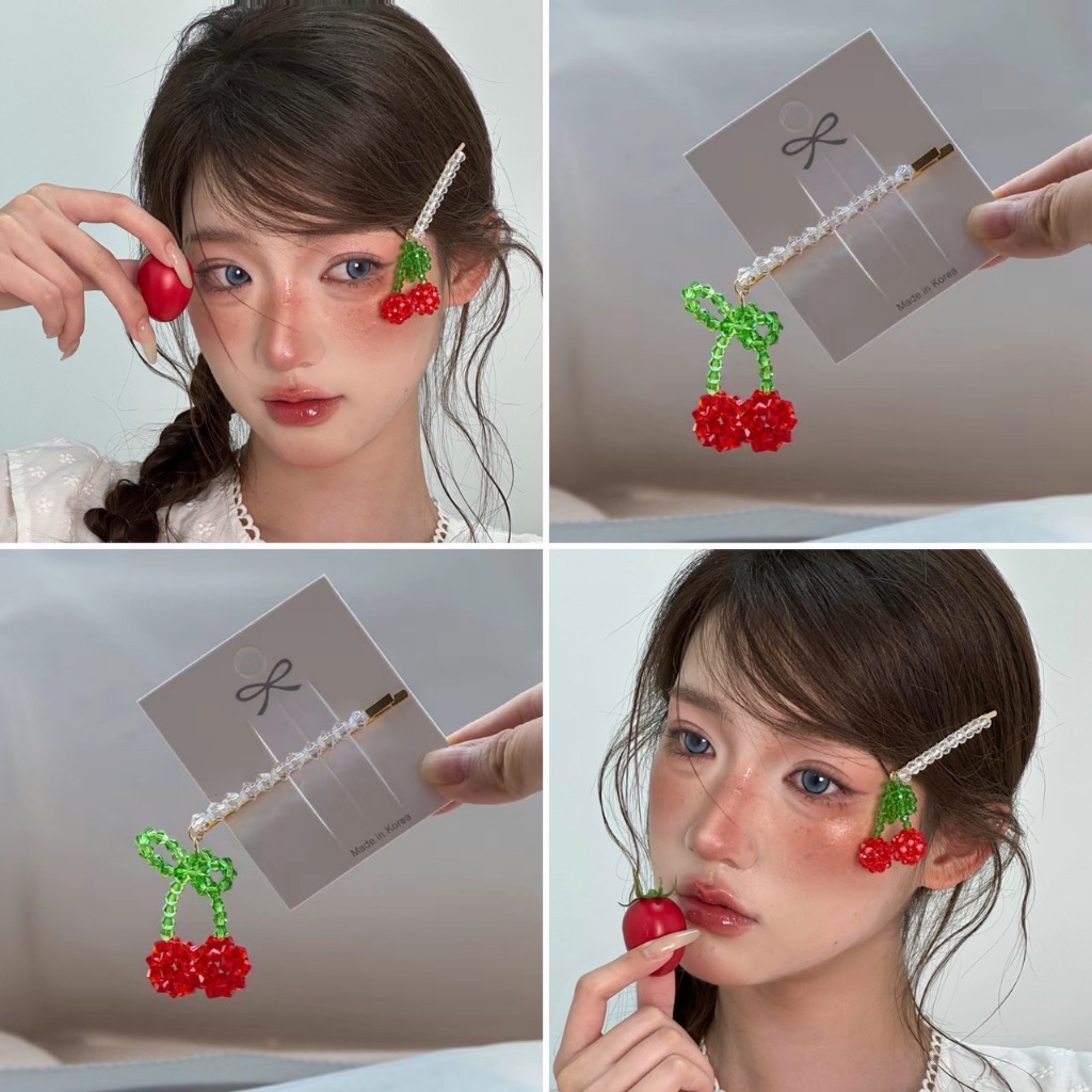 พร้อมส่ง!🇹🇭 ราคา/ชิ้น กิ๊บติดผมลูกปัดคริสตัลห้อยผลไม้ ดีไซน์แฮนด์เมด สีสันสดใสน่ารัก เนื้องานเกาหลี เกรดพรีเมี่ยม คุณภาพ