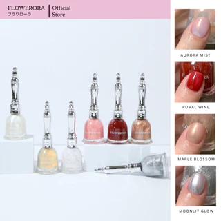 FLOWERORA (สีมุกประกาย กลิตเตอร์) สีทาเล็บกึ่งเจล ไม่ต้องอบ ไม่มีกลิ่นฉุน ทาในห้องแอร์ได้