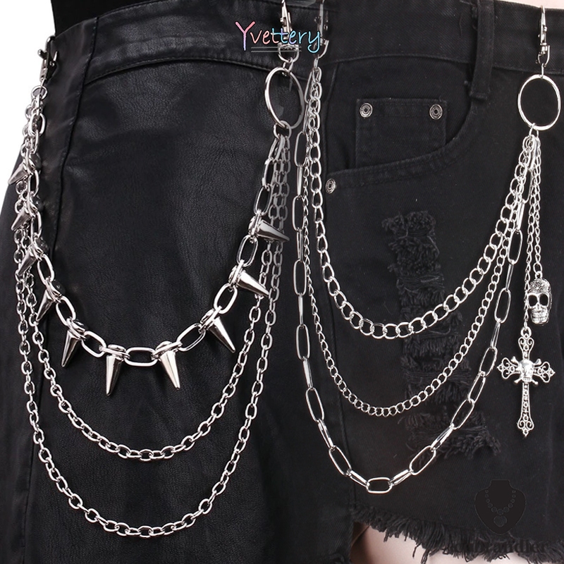 ร้านค้าไทย โซ่คล้องกางเกง สไตล์ฮิปฮอป Rivet Skull พังก์ สุดเท่ แนววินเทจแฟชั่น อเนกประสงค์ Unisex