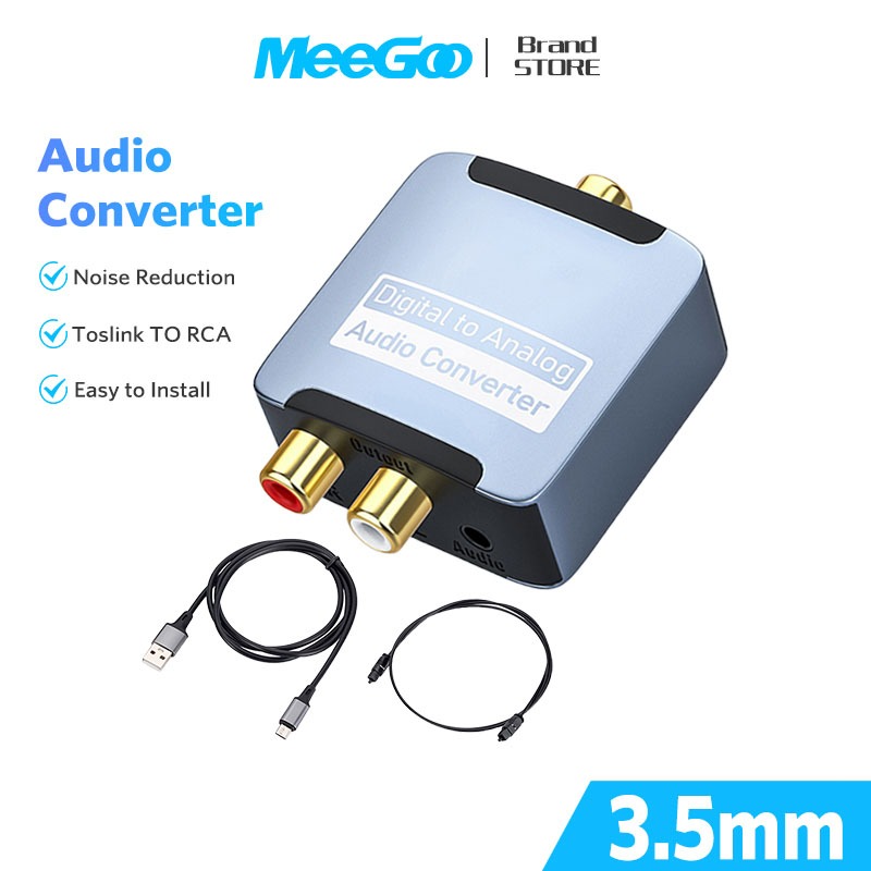 MEEGOO ตัวแปลงสัญญาณ อะแดปเตอร์แปลงเสียงดิจิตอล Optical Coaxial Toslink digital to Analog L/Ror3.5MM