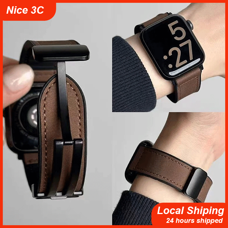 สายหนัง + ซิลิโคนสำหรับ Apple Watch 10 42 46 มม. Ultra2 49 มม. 44 มม. 45 มม. สำหรับ iWatch Series 9 8 7 SE 6