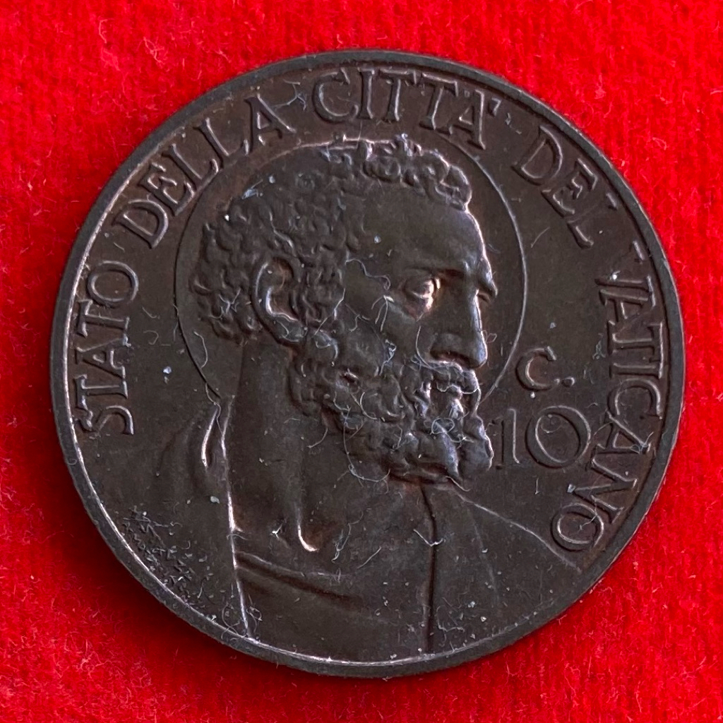 🇻🇦 เหรียญวาติกัน Vatican 10 centesimi ปี 1931 เหรียญต่างประเทศ