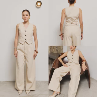 Swana.ss - Lookfuk vest set XS-3XL🐝〰️✨ เสื้อแขนกุด + กางเกงขายาวทรงกระบอก ชุดเซทรุ่นนี้เป็นผ้าลูกฟูก