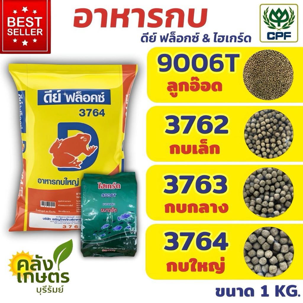 [💥ขายดี!!!] อาหารกบ ลูกอ๊อด กบเล็ก กบกลาง กบใหญ่ CP ดีย์ฟล็อกซ์ ไฮเกร์ด ขนาด 1-5 KG.