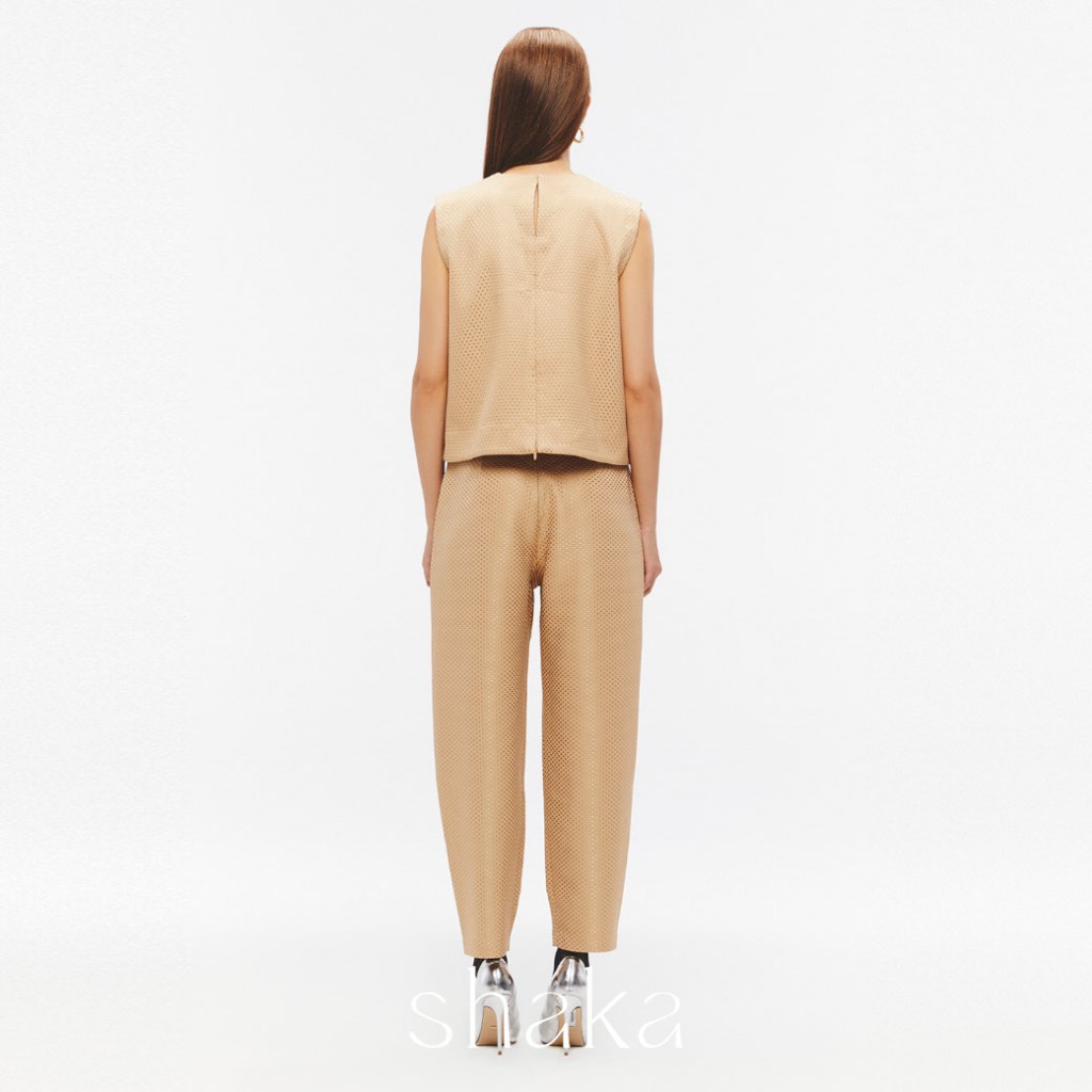 Shaka SS25 Orbit Tapered Pants กางเกงผ้าทอแจ็คการ์ด ทรงคลาสสิค (ฺBROWN) PN-8250514 — صورة 4