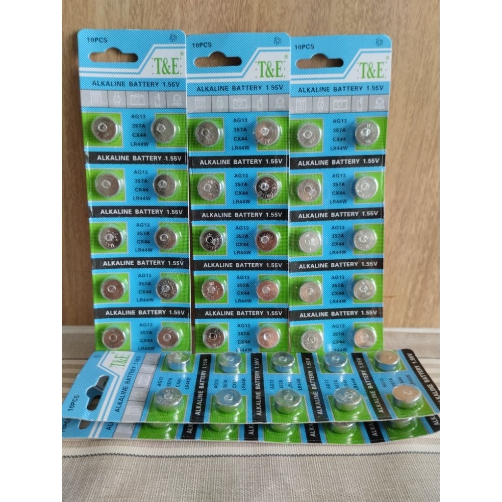ถ่านกระดุม AG13/LR44W/SR44/A76/357 **ซื้อ 10 แผง แถม 1 แผง**
