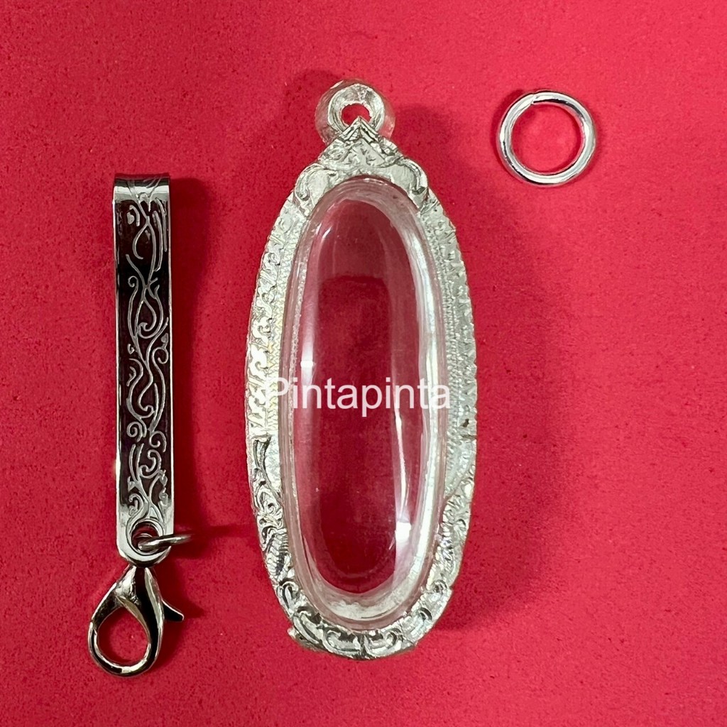 (แถมแหนบ)ตลับพระ กรอบพระ กรอบเงิน จี้ใส่พระ ตลับเงินใส่พระ25ศตวรรษเนื้อดิน,ใส่พระลีลากำแพง