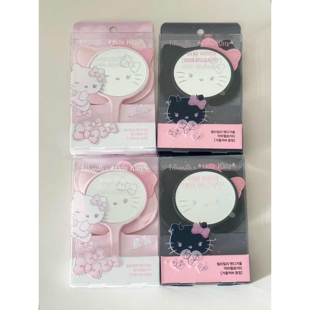 ✨พร้อมส่งᨓ FILLIMILLI X HELLO KITTY ANGEL & DEVIL Handy Mirror แท้💯🇰🇷 𐙚⋆°｡⋆♡