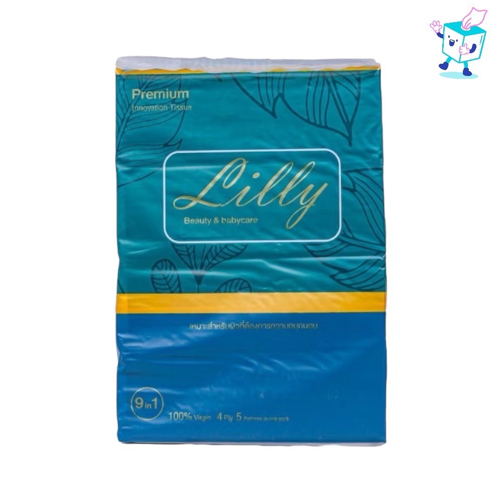 [แพค 4 ห่อ]  Lilly ลิลลี่ พรีเมี่ยม กระดาษทิชชู่เช็ดหน้า ห่อ480แผ่น  หนา4ชั้น บิวตี้แอนด์บอดี้