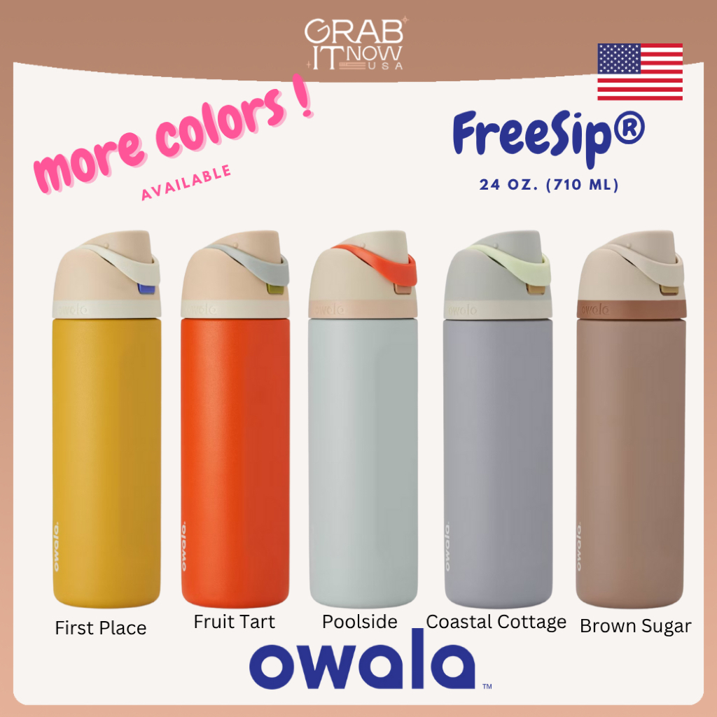 Pre สีใหม่ 💖 Owala FreeSip® 24oz. ของแท้ จากอเมริกา มีสีให้เลือกเยอะมาก แก้วพกพา แก้วเก็บความเย็น grabitnow_usa