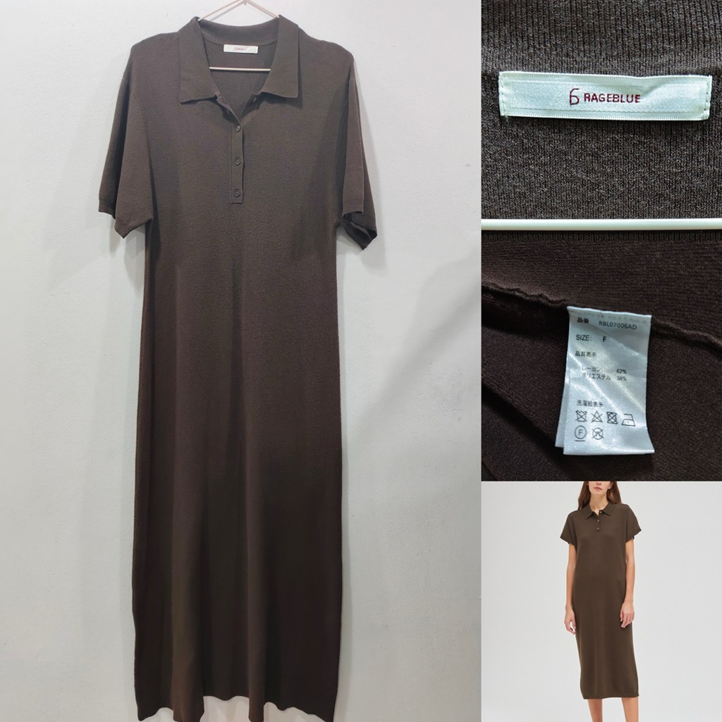 [มือสอง] เดรสไหมพรมญี่ปุ่น สีน้ำตาลDrak Chocolate